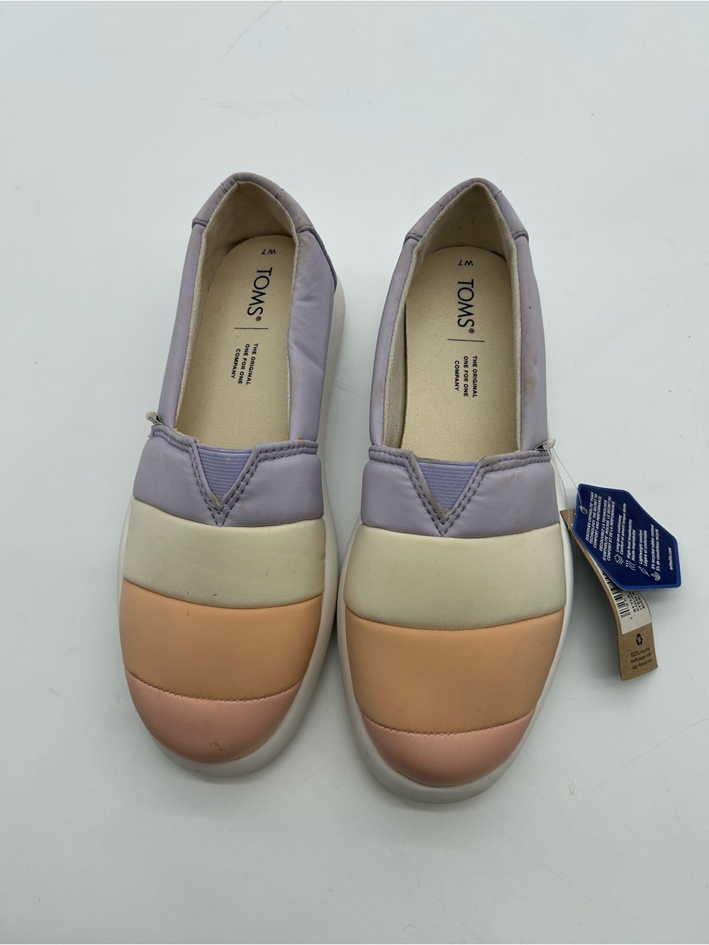 TOMS Women's Alpargata Mallow Puff Multi-Stripe Slip-On Sneakers size 7W